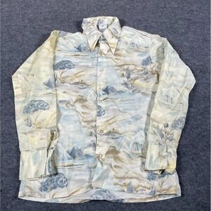 VTG Andhurst Shirt Mens Medium M White AOP Button‎ Up Nature The Bold One Retro